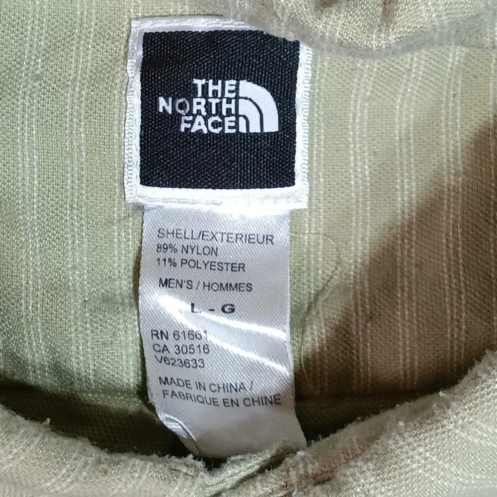 The North Face Tekware Mens L Green Pinstripe Button Down Shirt Long Sleeve Hike